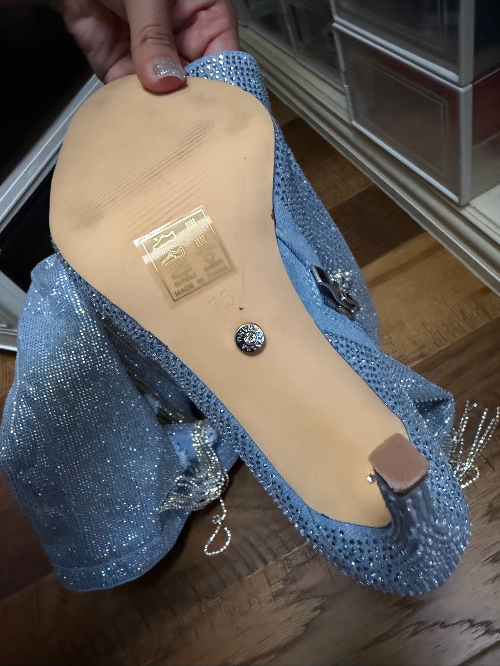 AZALEA WANG MADILYN RHINESTONE DENIM PEEP TOE BOOT - Picture 2 of 4